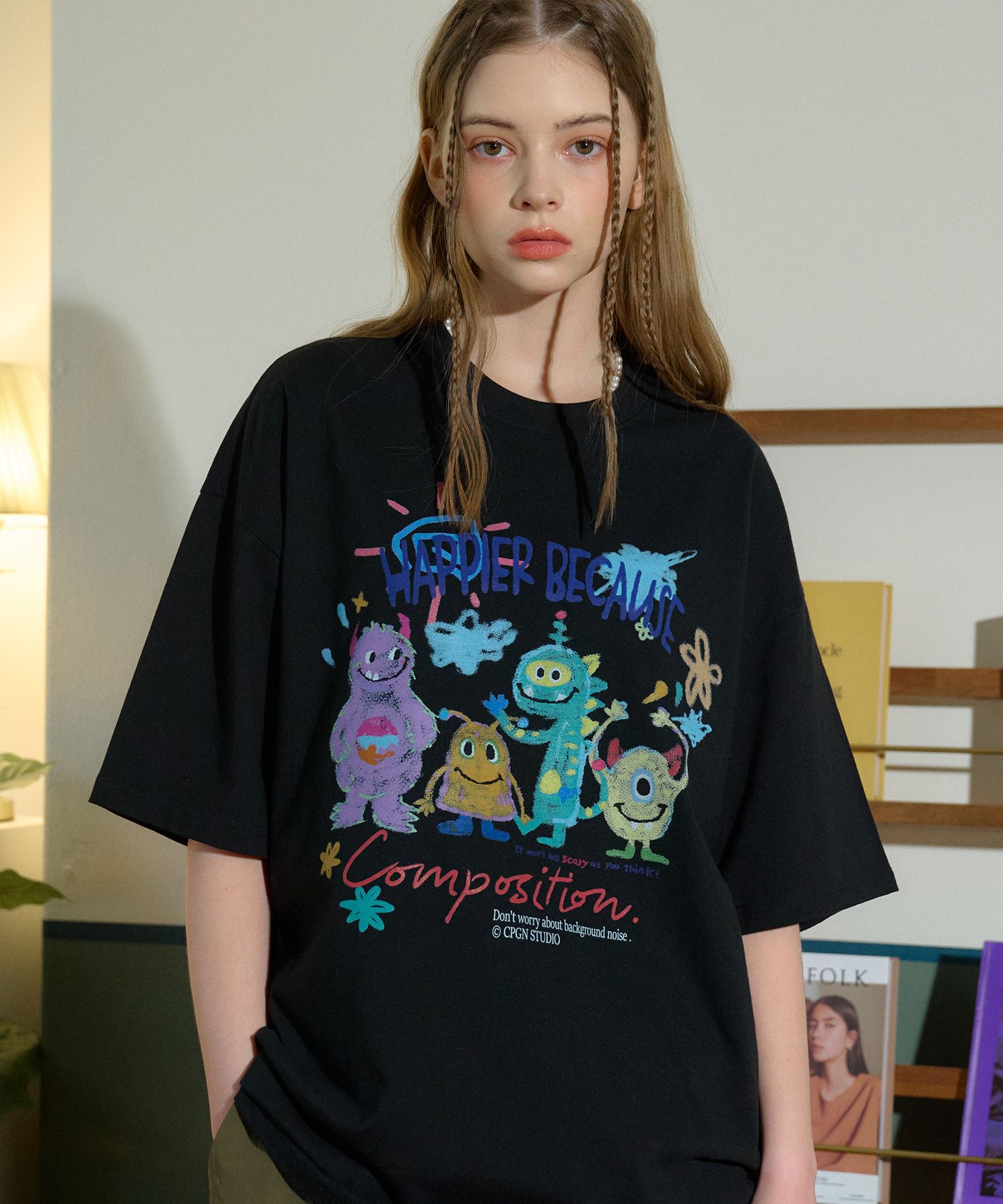 CPGN STUDIO☆DTP Happy Day short sleeve T-shirt MUSINSA | CPGN STUDIO DTP Happy Day Short Sleeve Shirt Black