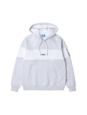 남여공용 심플 로고 포인트 배색 블럭 후드 스웨트셔츠[L-M-GREY](UA3LT86_12)