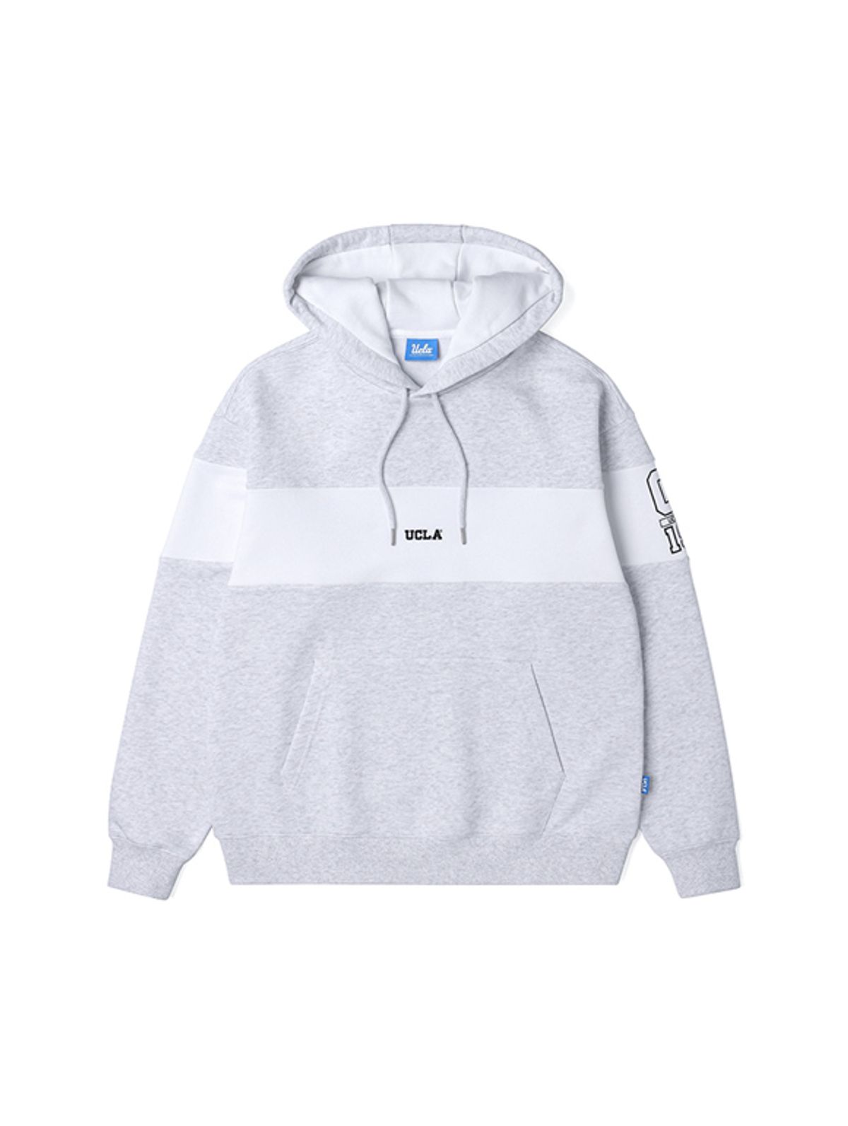유씨엘에이(UCLA) 남여공용 심플 로고 포인트 배색 블럭 후드 스웨트셔츠[L-M-GREY](UA3LT86_12)