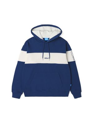 남여공용 심플 로고 포인트 배색 블럭 후드 스웨트셔츠[NAVY](UA3LT86_45)