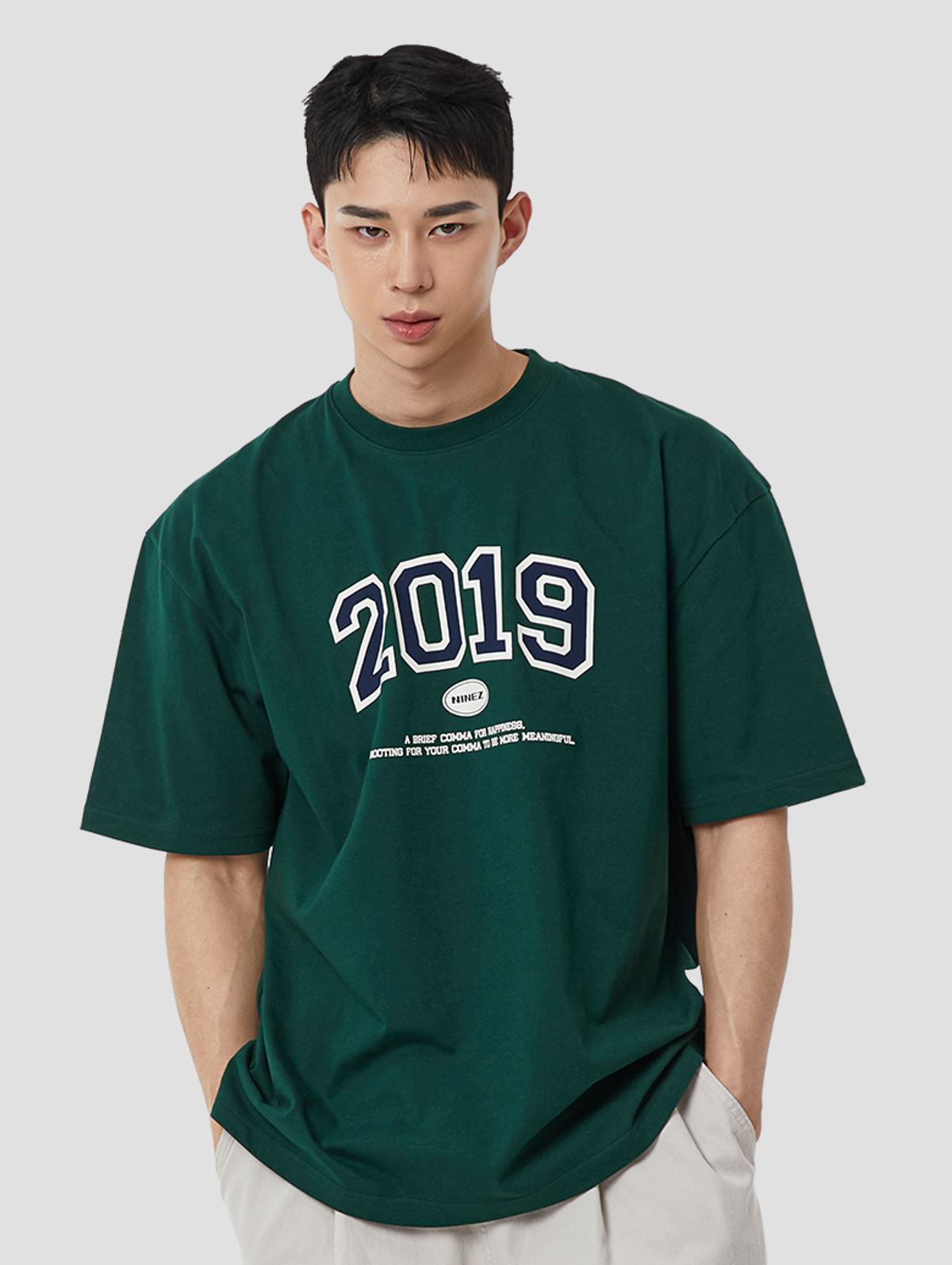 나인제트(NINEZ) 2019 오버핏 반팔 티셔츠 (그린) 24TS06