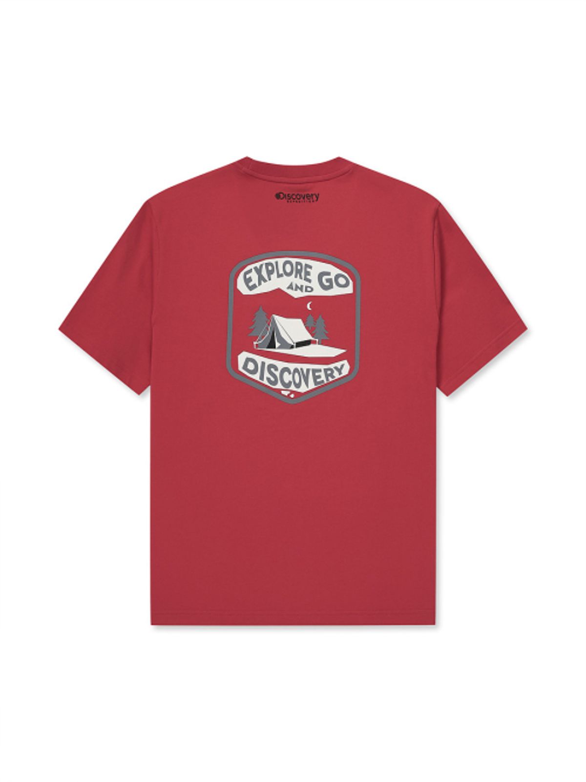 디스커버리 익스페디션(DISCOVERY EXPEDITION) 메인크루 아웃도어 포레스트 그래픽 티셔츠 (RED)