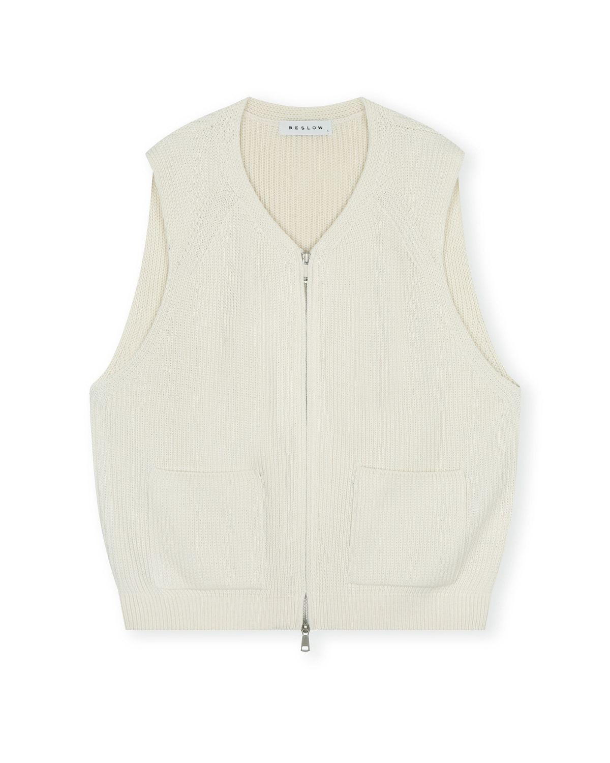 비슬로우(BESLOW) MILITARY KNIT ZIP-UP VEST IVORY