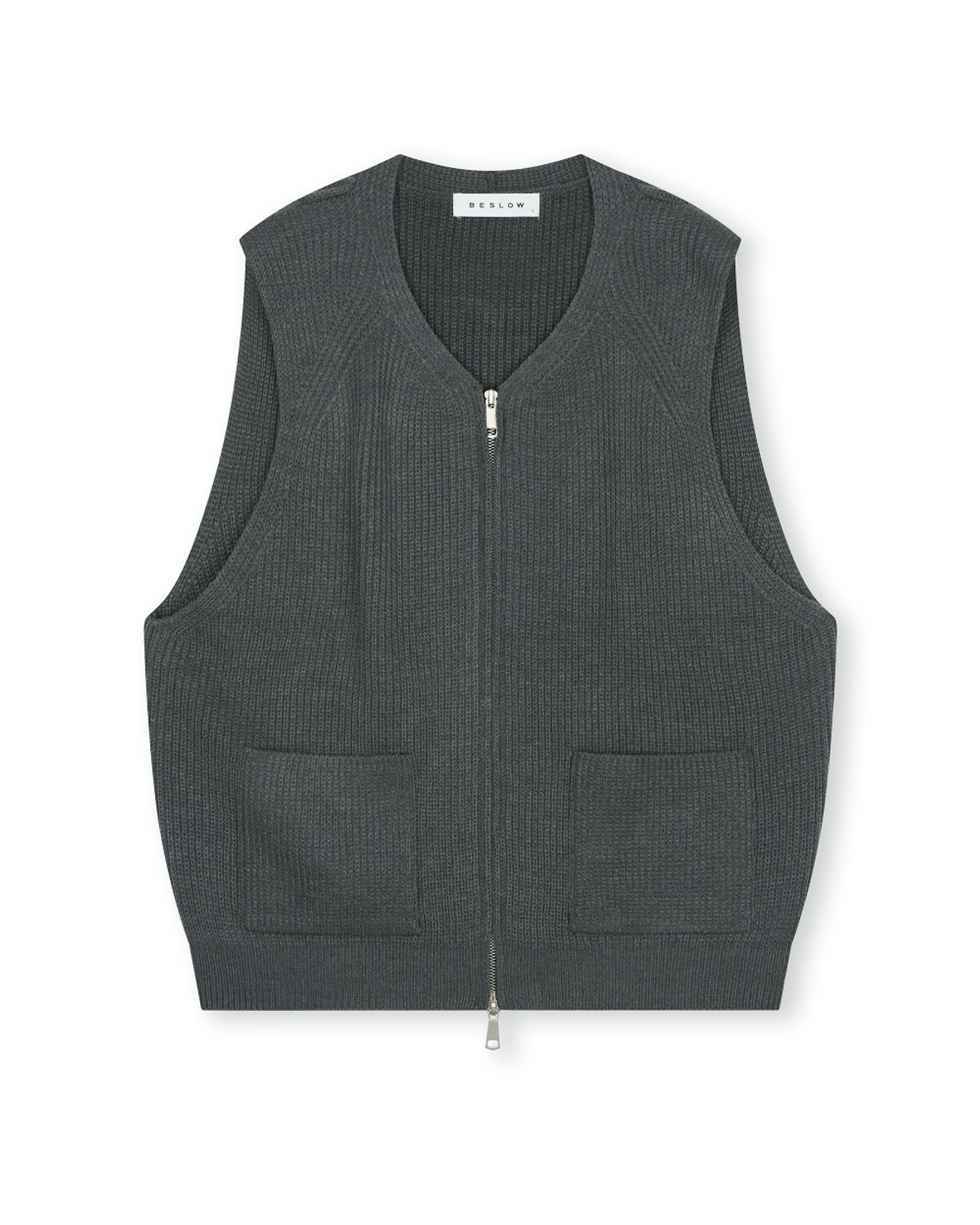 비슬로우(BESLOW) MILITARY KNIT ZIP-UP VEST CHARCOAL