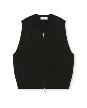 MILITARY KNIT ZIP-UP VEST BLACK