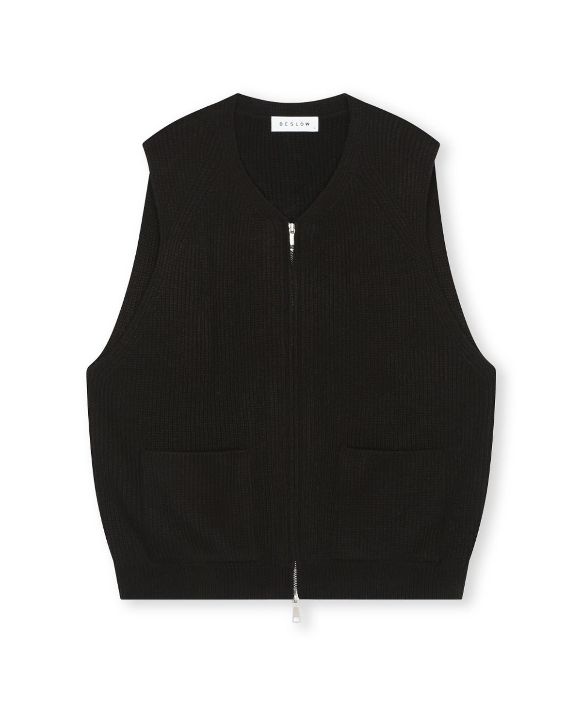 비슬로우(BESLOW) MILITARY KNIT ZIP-UP VEST BLACK