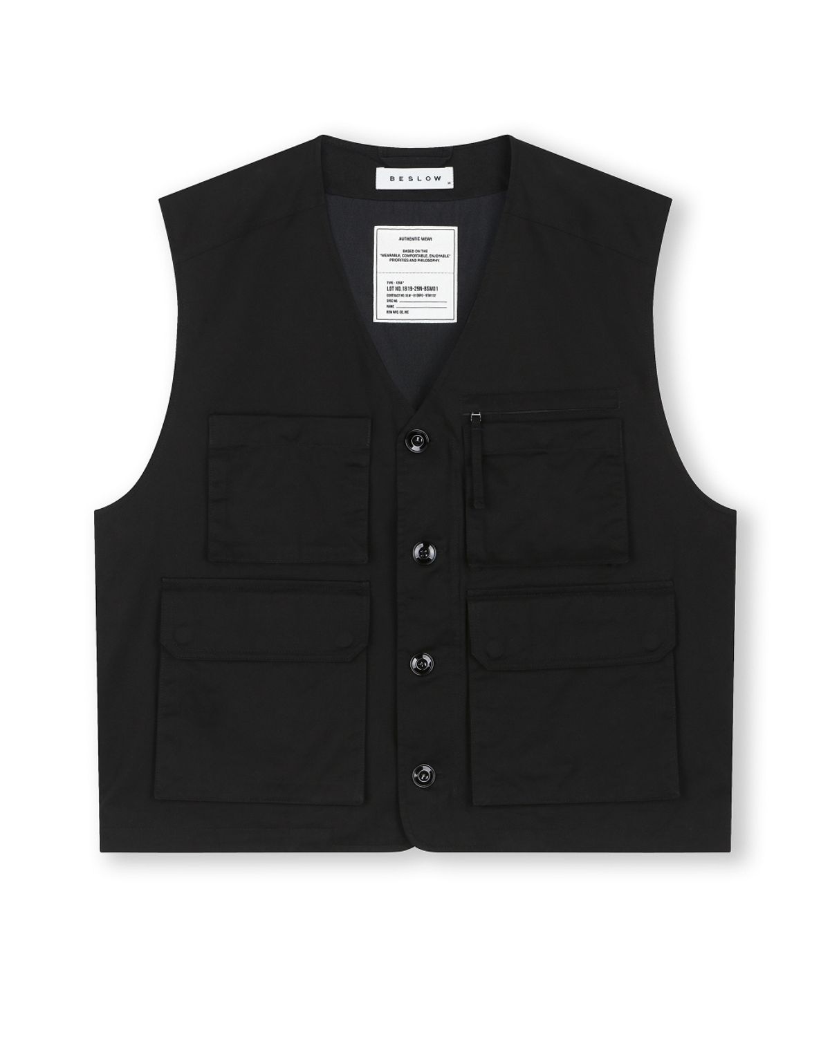 비슬로우(BESLOW) MILITARY ZIP-UP VEST BLACK