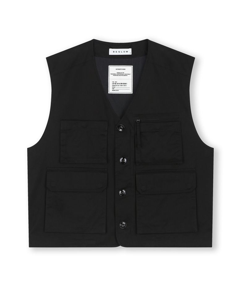 MILITARY ZIP-UP VEST BLACK