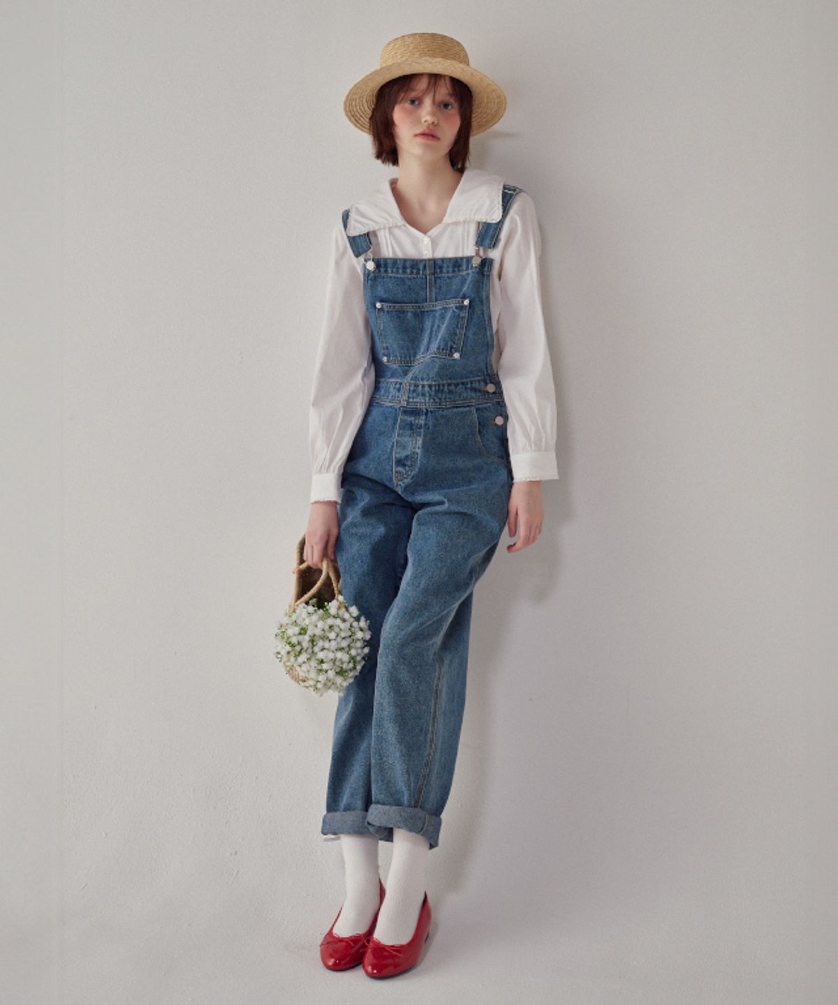 론론(RONRON) OVERALLS DENIM PANTS MEDIUM BLUE