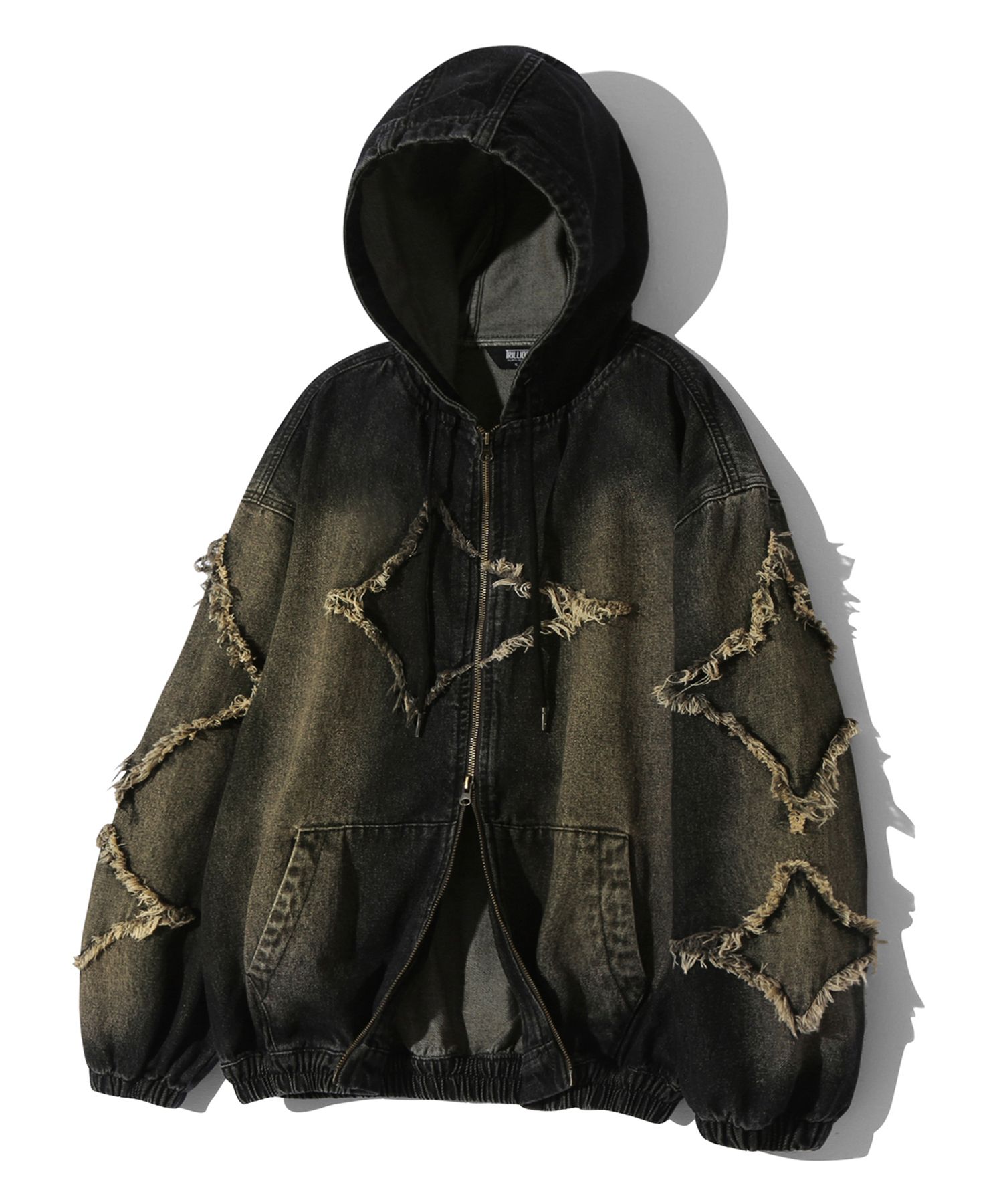 ★TRILLION★Star Applique Damage Washed Denim Jacket★ MUSINSA | TRILLION Star Applique Damage Washing Denim Jacket