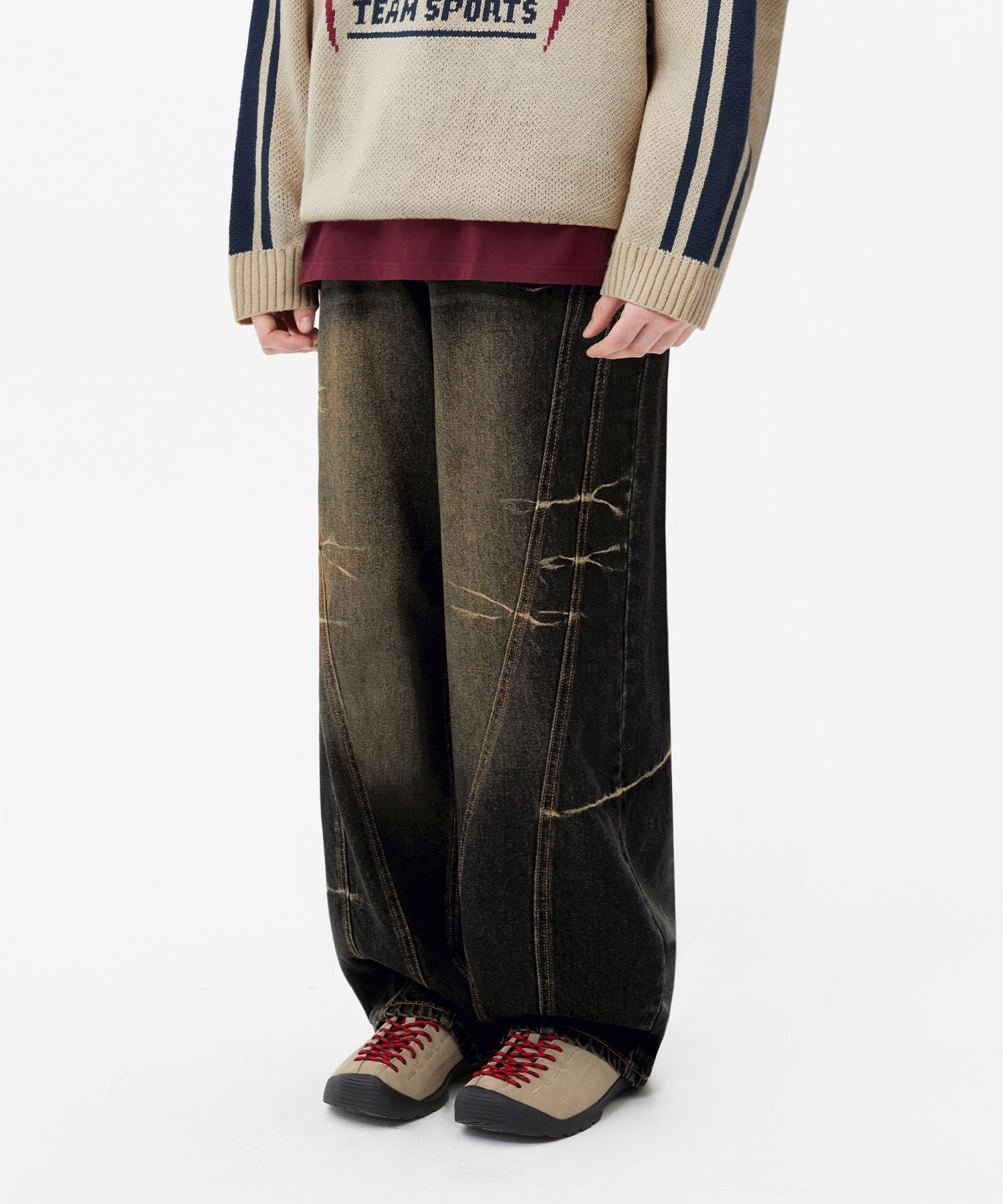 MUSINSA | TRILLION Domingo pinch cut wide denim pants