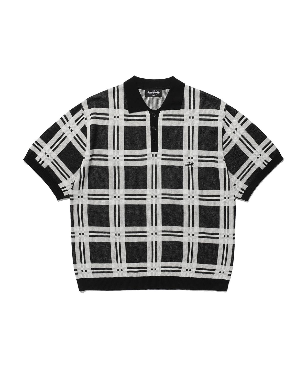 나이스고스트클럽(NICEGHOSTCLUB) CHECK PK HALF KNIT_BLACK(NG2EMUK640A)