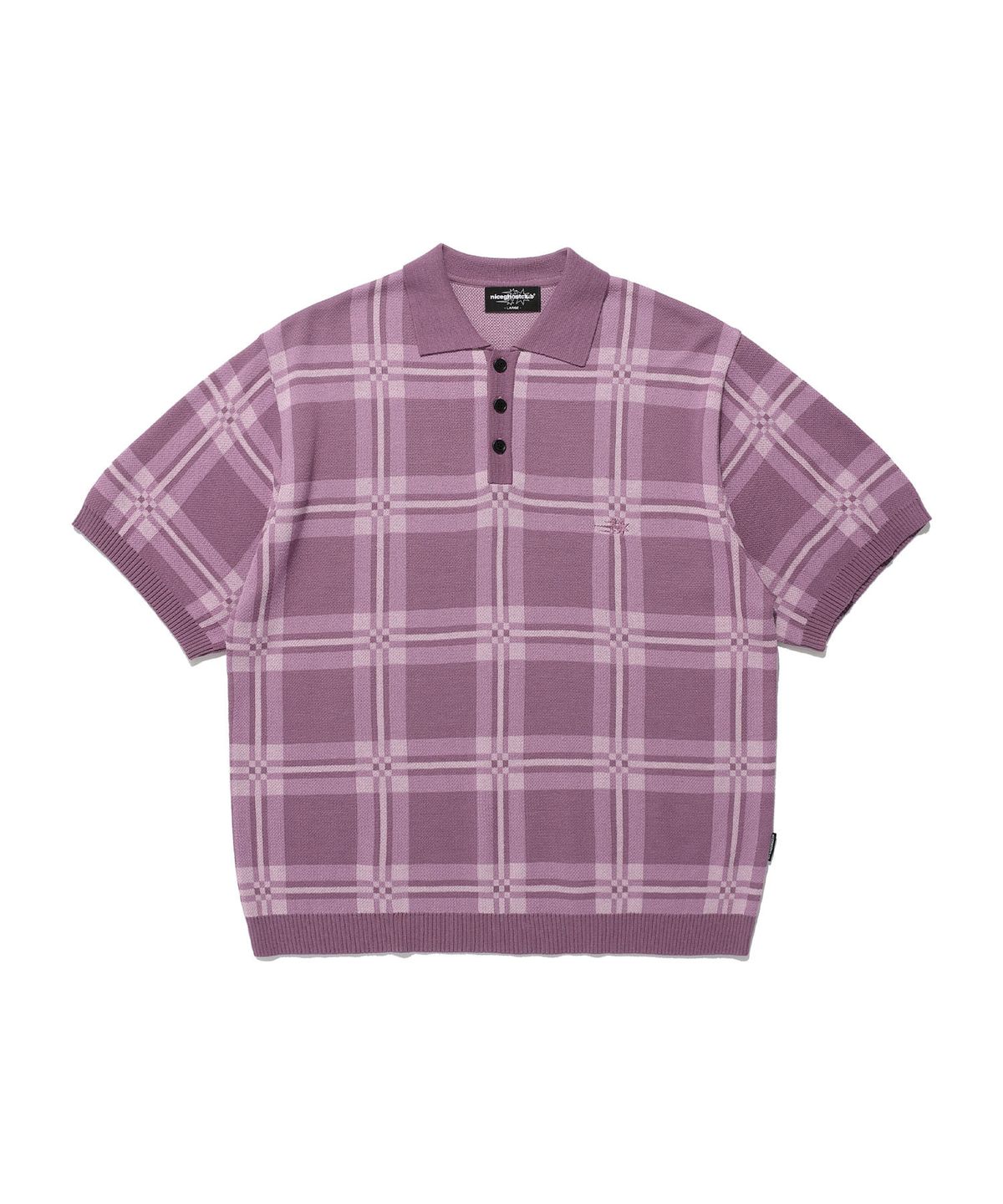 나이스고스트클럽(NICEGHOSTCLUB) CHECK PK HALF KNIT_PURPLE(NG2EMUK640A)