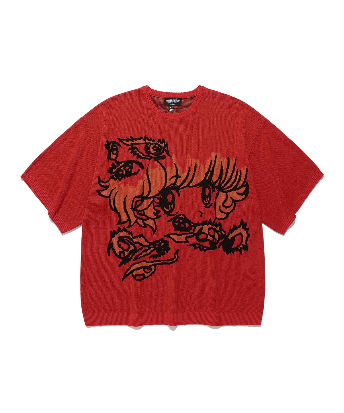 나이스고스트클럽(NICEGHOSTCLUB) GHOST EYES BIG BIG KNIT TEE_RED(NG2EMUK605A)
