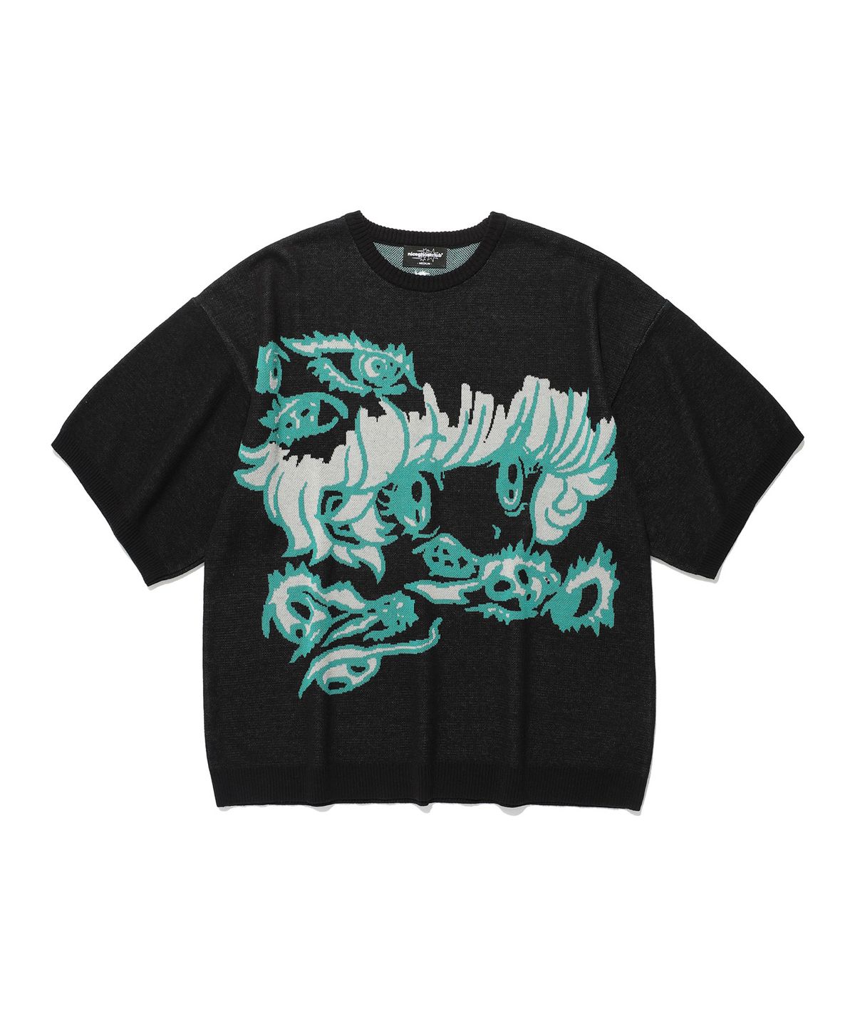 나이스고스트클럽(NICEGHOSTCLUB) GHOST EYES BIG BIG KNIT TEE_BLACK(NG2EMUK605A)