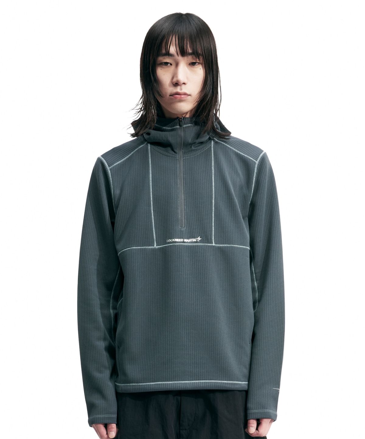 록히드마틴(LOCKHEED MARTIN) HALF ZIP MESH HOODIE PULLOVER (CHARCOAL)