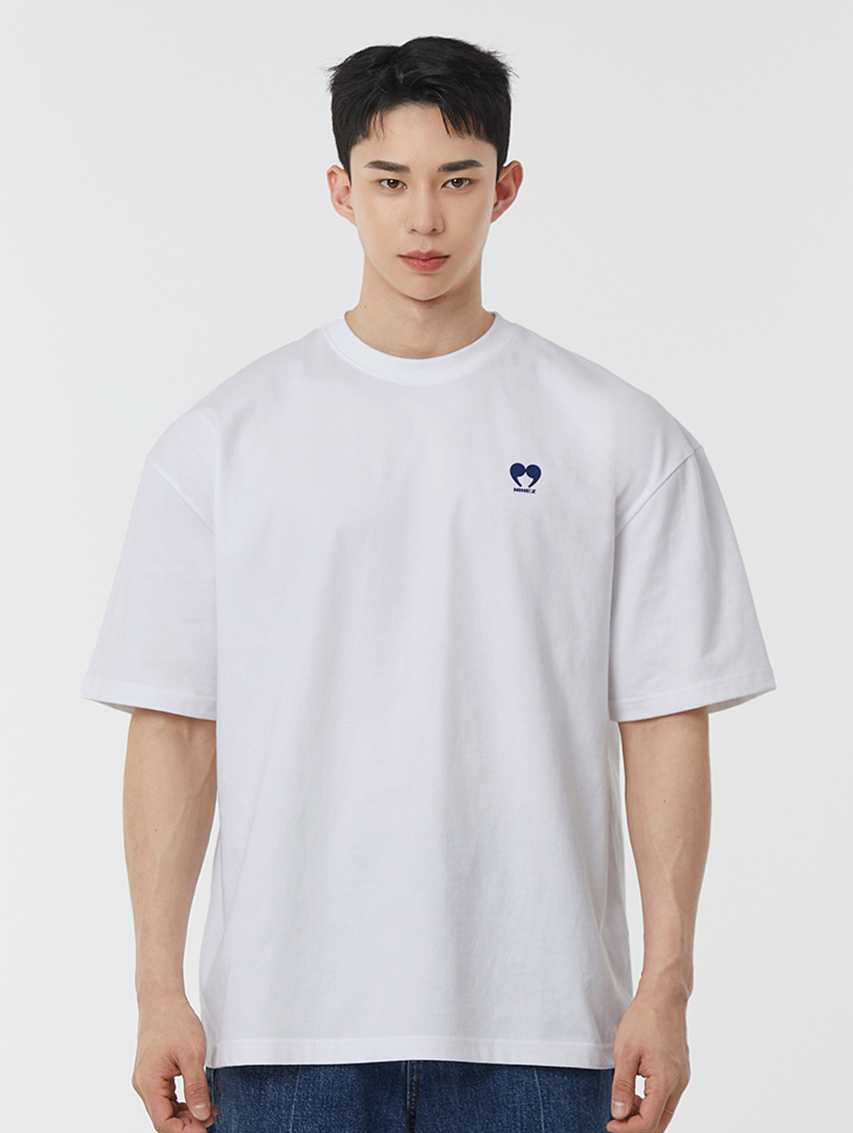 나인제트(NINEZ) 하트콤마 오버핏 반팔 티셔츠 (화이트) 24TS07