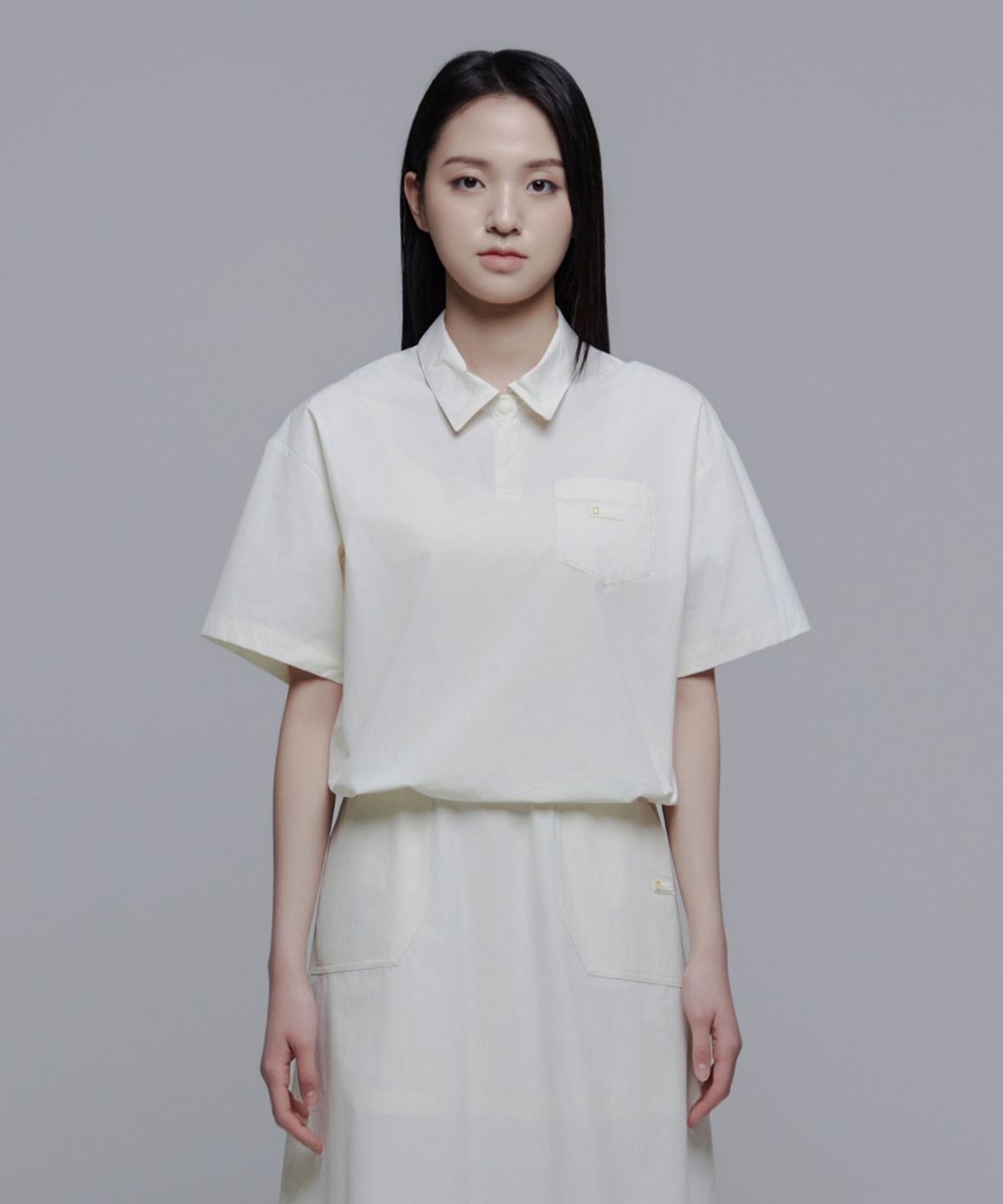내셔널지오그래픽(NATIONALGEOGRAPHIC) N242WTS960 여성 아델리 경량 우븐 스트레치 카라티셔츠 CRYSTAL BEIGE