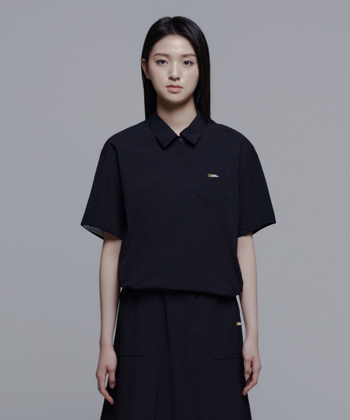 내셔널지오그래픽(NATIONALGEOGRAPHIC) N242WTS960 여성 아델리 경량 우븐 스트레치 카라티셔츠 CARBON BLACK