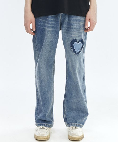 MUSINSA公式 | THE GREATEST Heart Patch Denim Pants