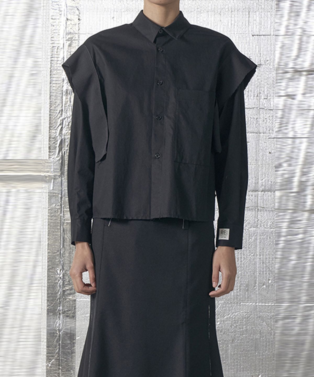 래코드(RECODE) Selvedge Patched Oversized shirts _RQSAS24500BKX