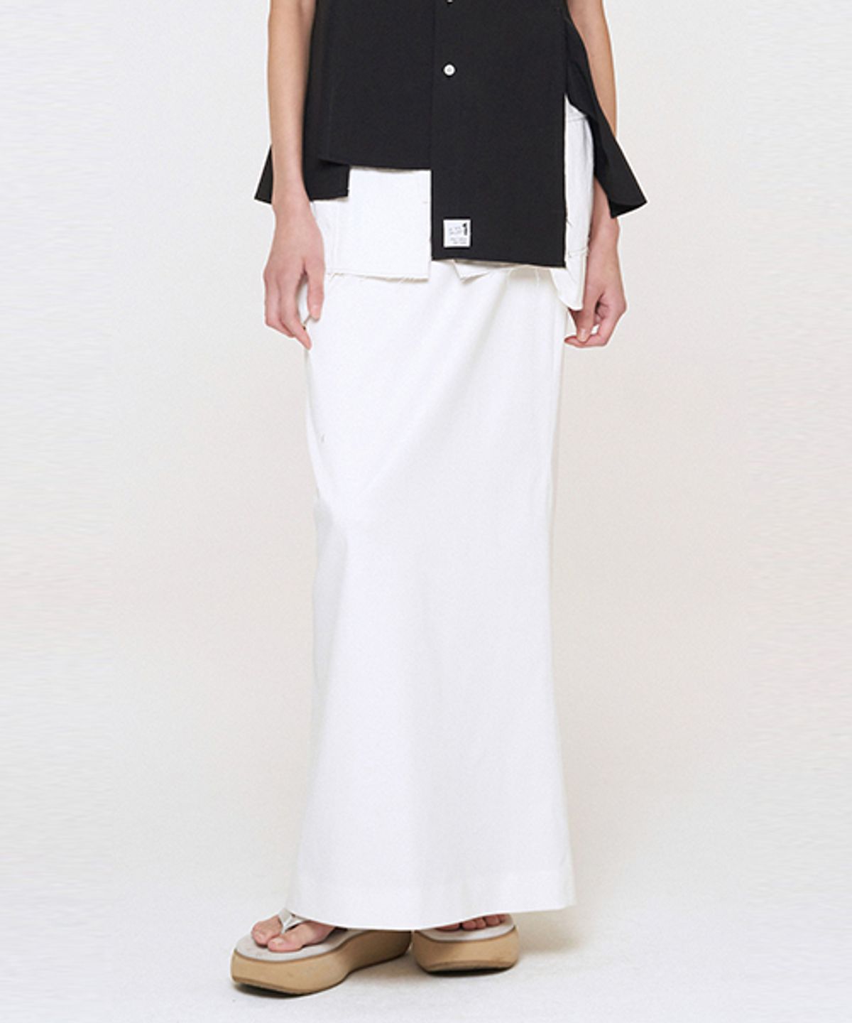 래코드(RECODE) Denim Layered Skirt_RQKAS24527IVX