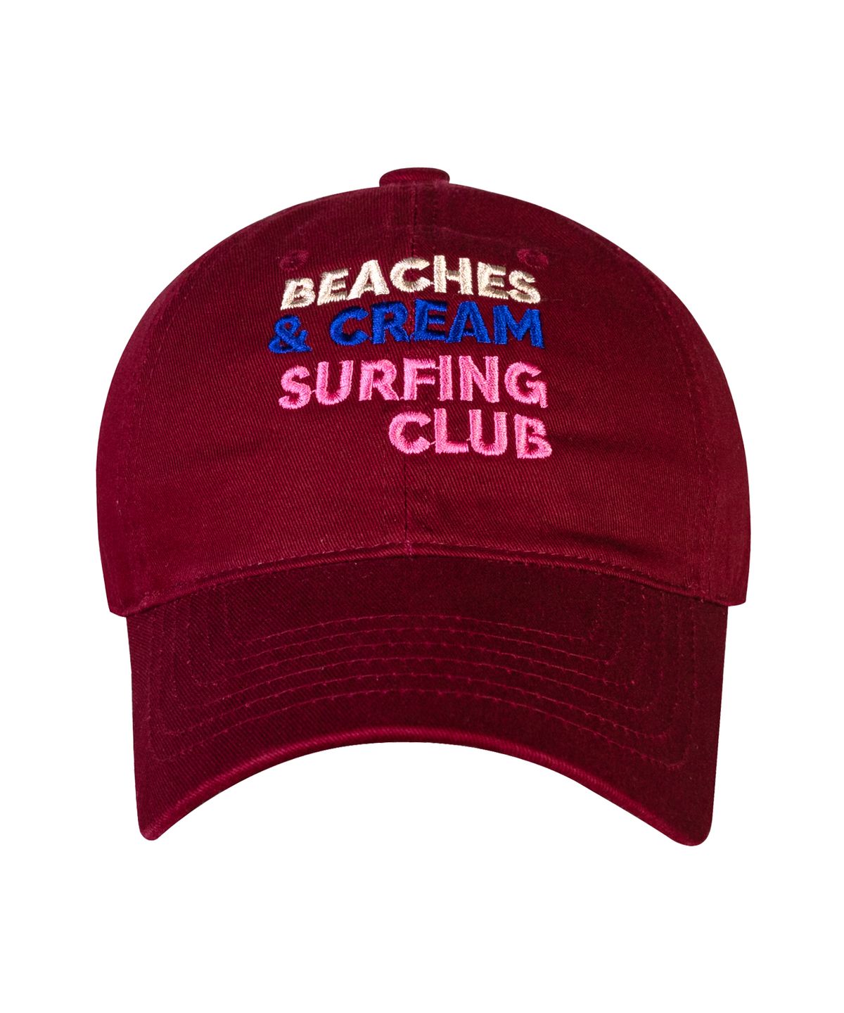 비치스앤크림(BEACHESANDCREAM) SURFING CLUB BALL CAP-BURGUNDY