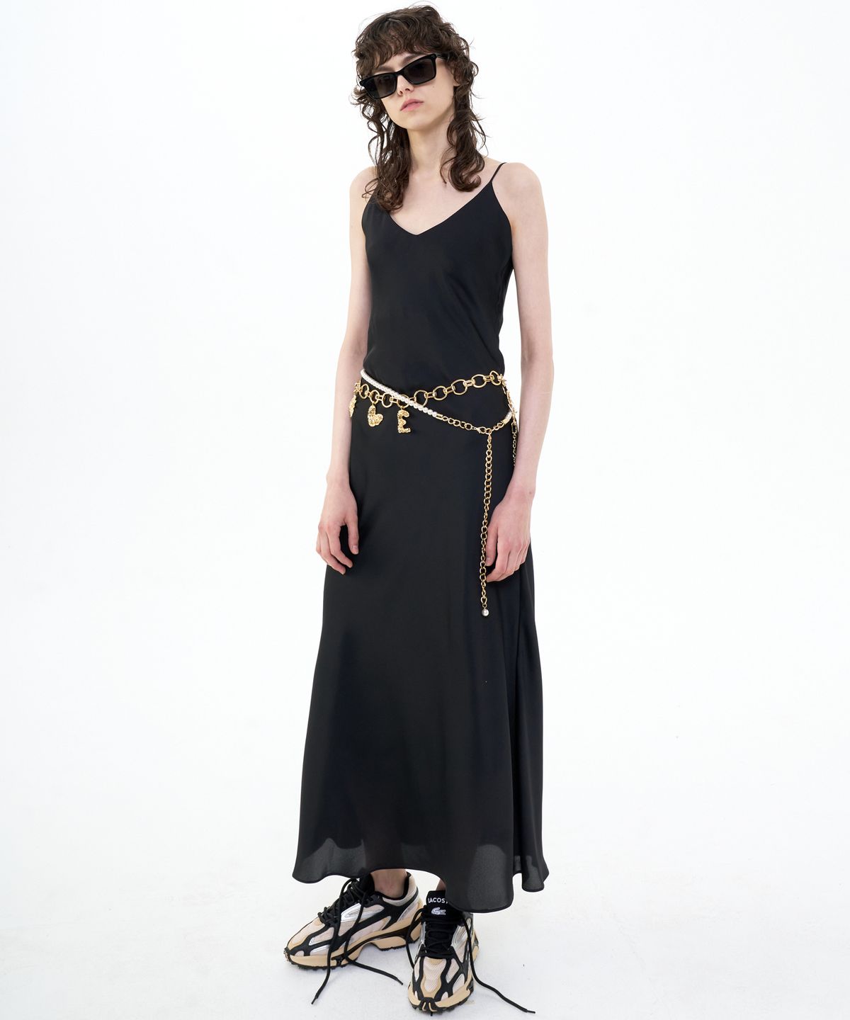 비콰이엇(B QUIET) MAXI SATIN SLIP DRESS_BLACK