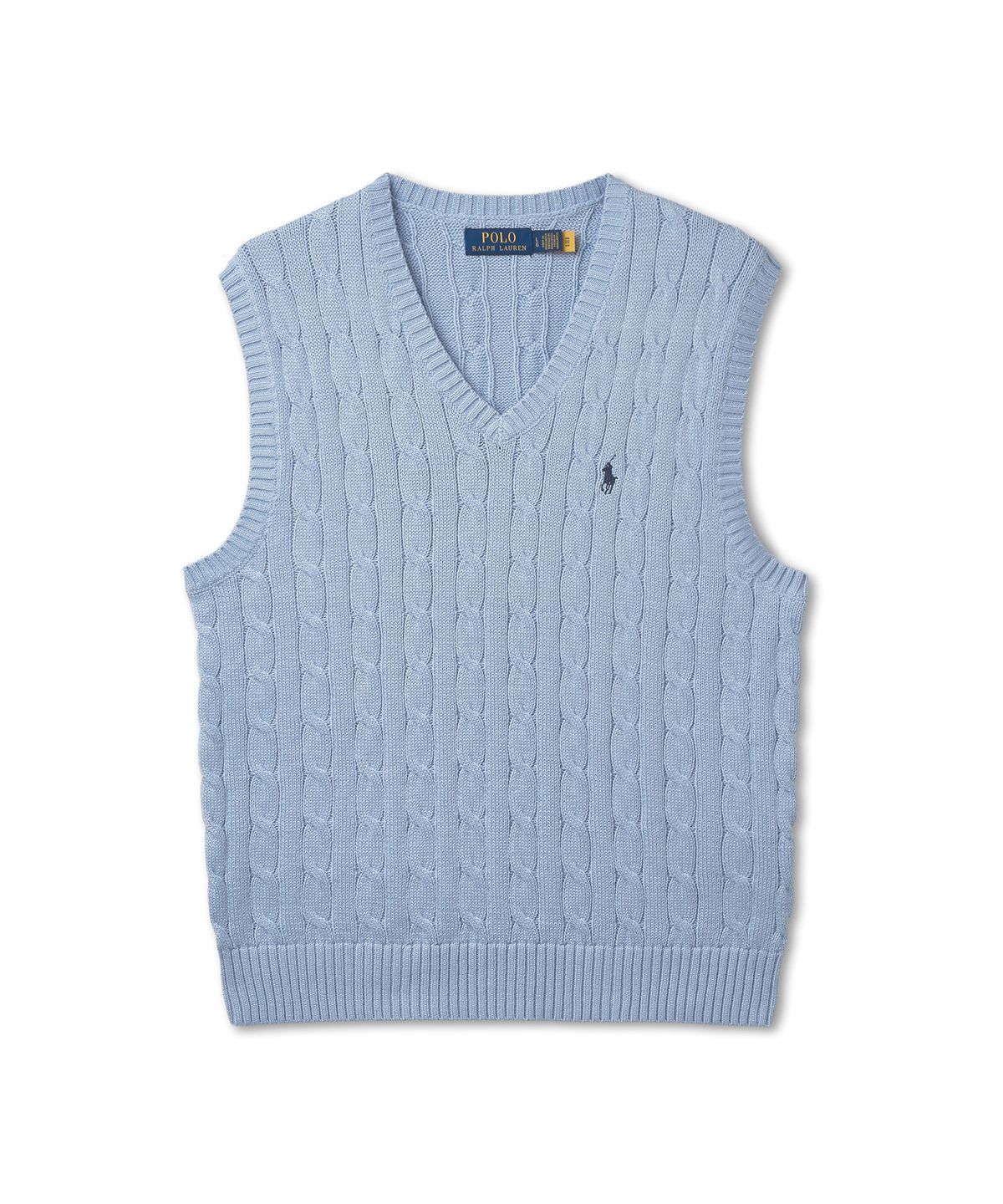 폴로 랄프 로렌(POLO RALPH LAUREN) 케이블 니트 코튼 스웨터 베스트 - 블루