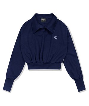 GDS 로고 카라 크롭 맨투맨 (네이비)