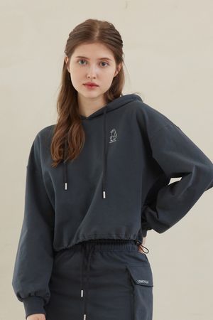 엔타르티카 크롭 후드 티셔츠 네이비