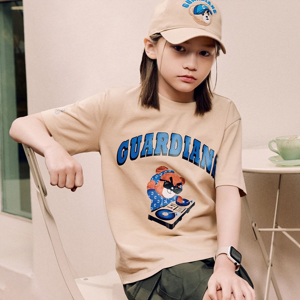 엠엘비 키즈(MLB KIDS) 메가베어 그래픽 반팔 티셔츠 CLE (L.Beige)