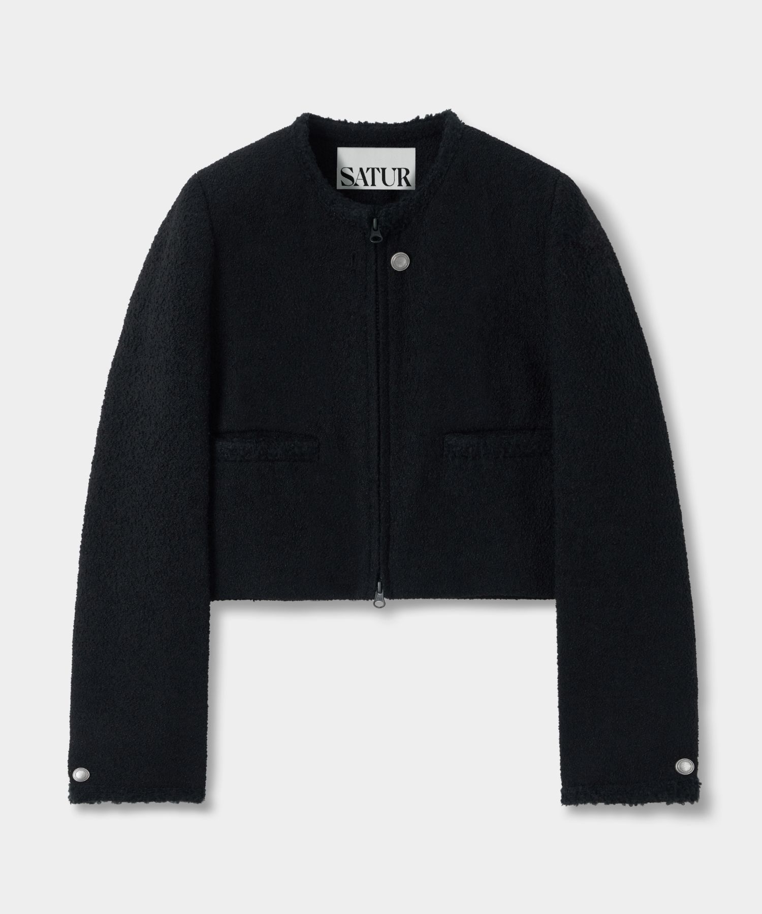 アウターその他 SATUR W Hearst Tweed Crop Jacket Boucle Black SA23FWWJ02BK MUSINSA公式 | SATUR (W) Hearst Tweed Crop Jacket Boucle Black