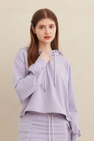 엔타르티카 크롭 후드 티셔츠 퍼플