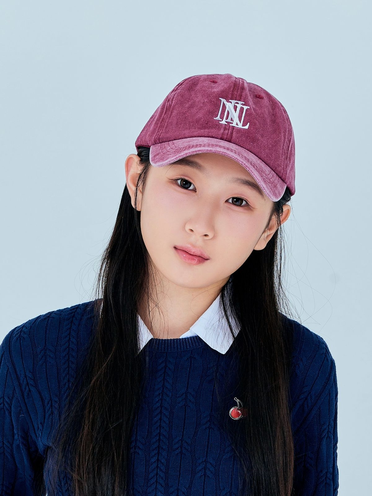 누벨르미에르(NOUVELLE LUMIERE) 데님 퍼플 볼캡 모자
