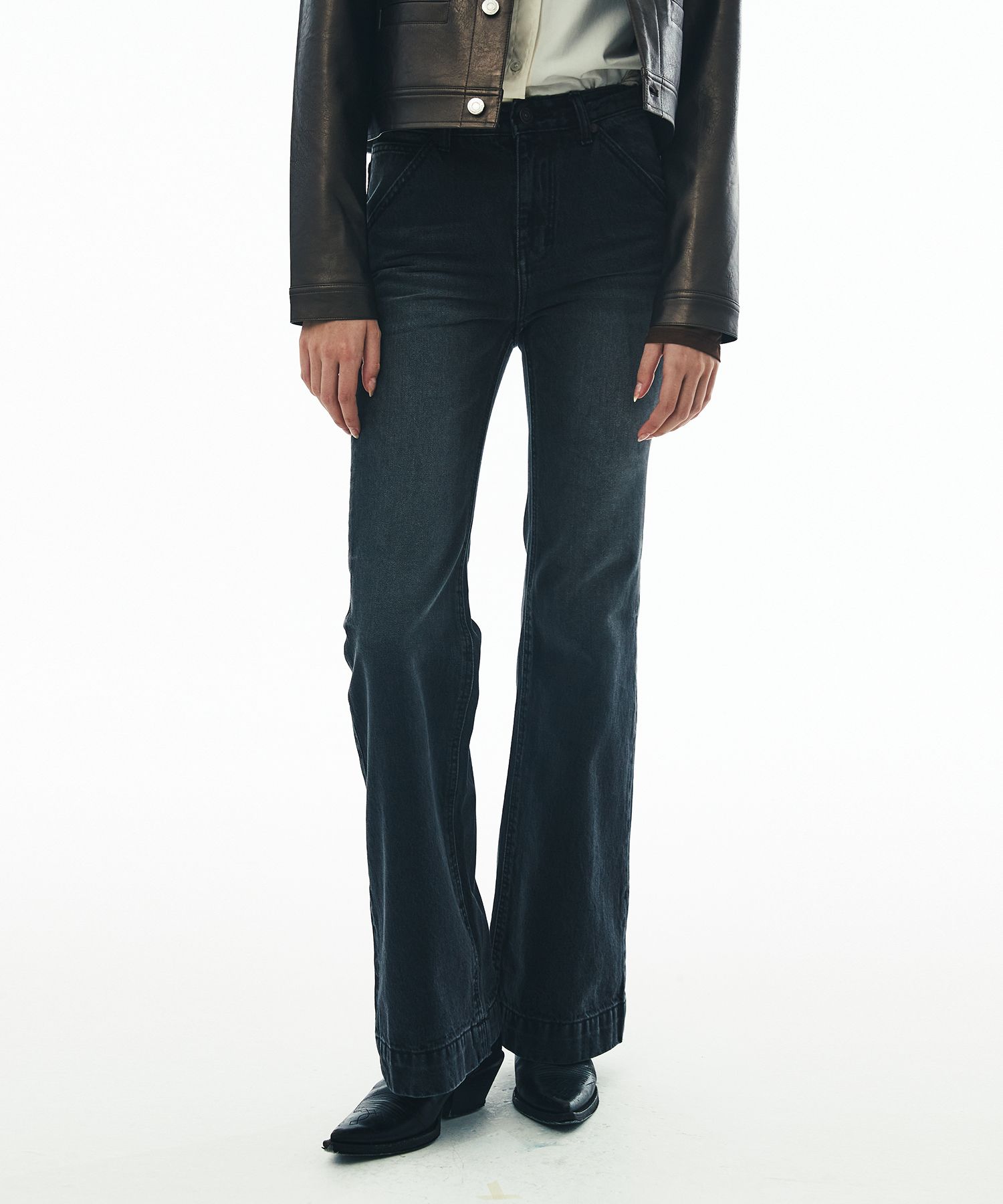 MUSINSA | SATUR (W) Rapallo flare denim pants vintage washed