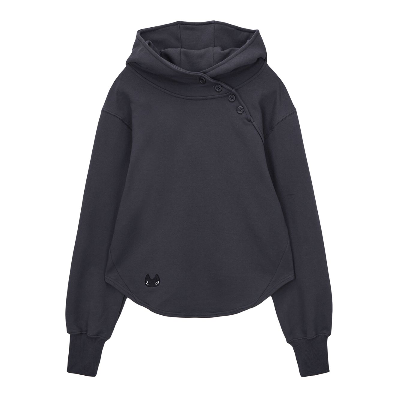 MUSINSA | HUG YOUR SKIN Hugging button up hoodie (charcoal)