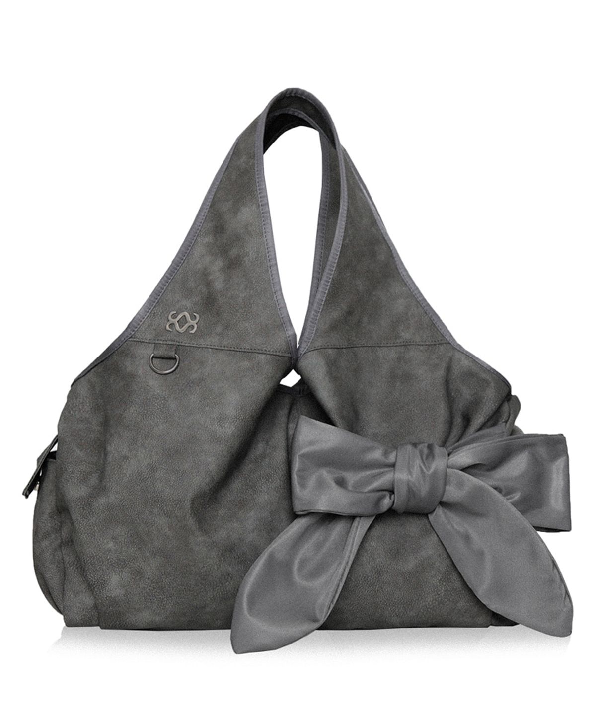 시월107(SIWL107) Bow Shoulder Bag (Nubuck Grey)