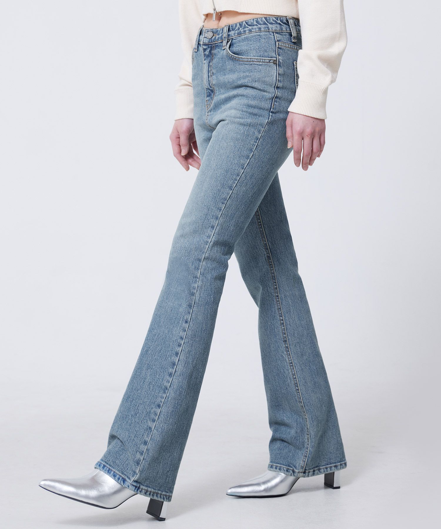 MUSINSA公式 | MILLIONCOR [7520] Washed long bootcut denim