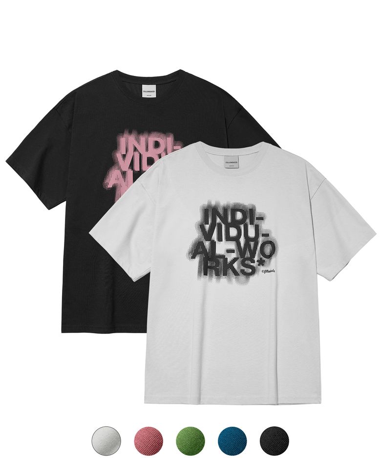 블러 이펙트 라운드 티셔츠-5Color