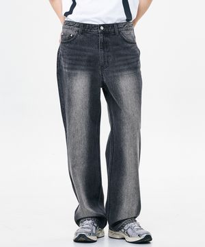 라파엘 와이드 브러쉬드 청바지 GJADP91 (BLACK)