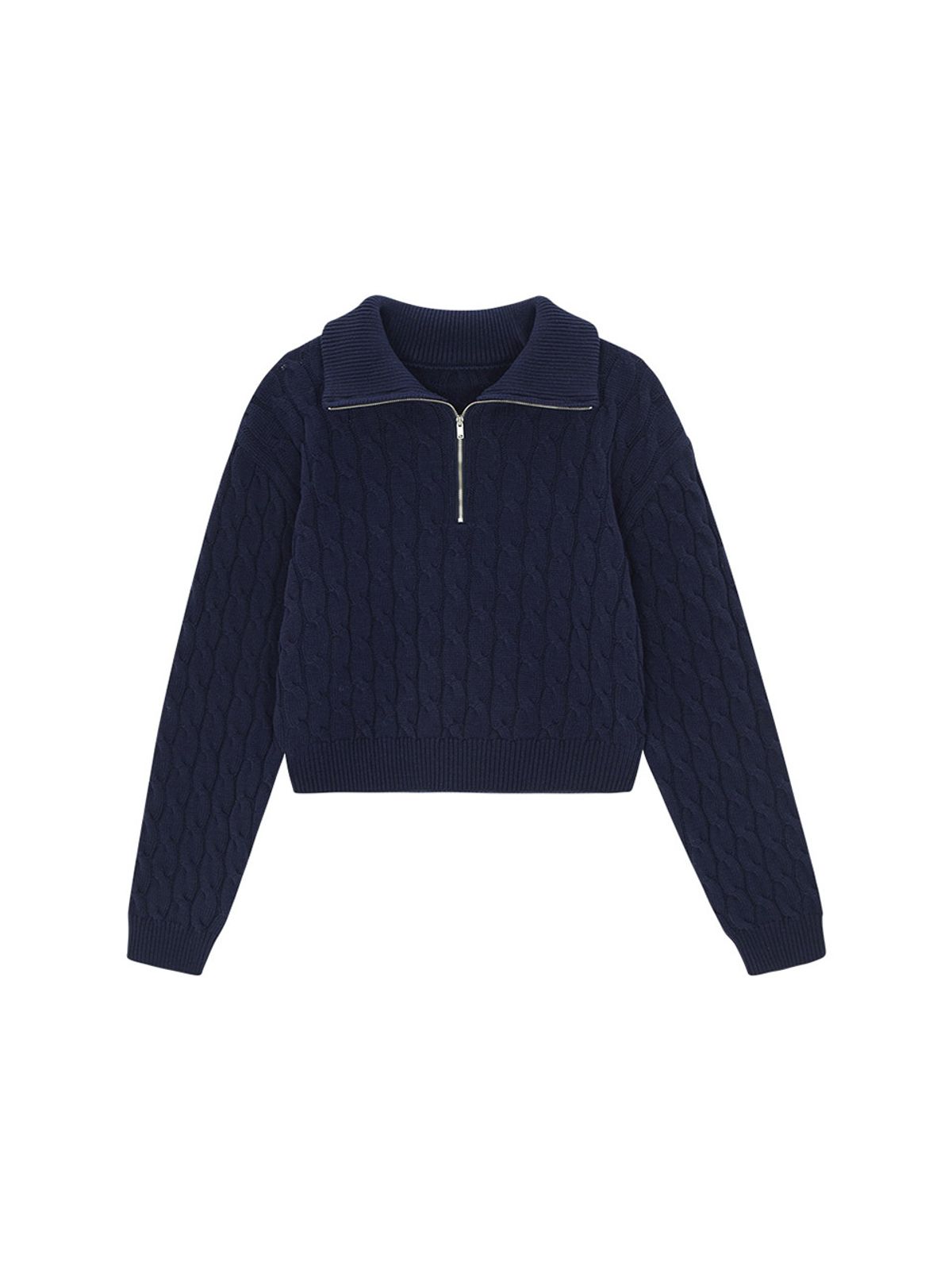 샐러드바구니(SALAD BAGUNI) Cabled Half Zip-up Pullover - navy