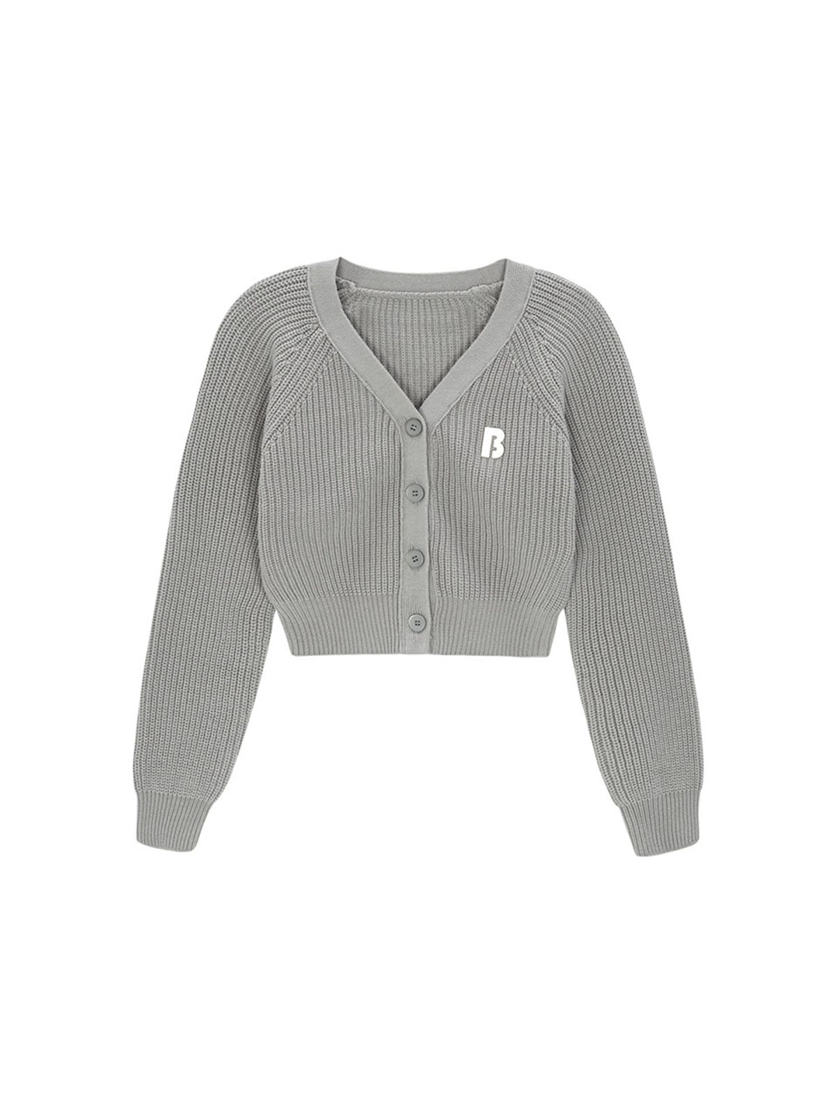 샐러드바구니(SALAD BAGUNI) V-Neck Pullover Cardigan - light gray