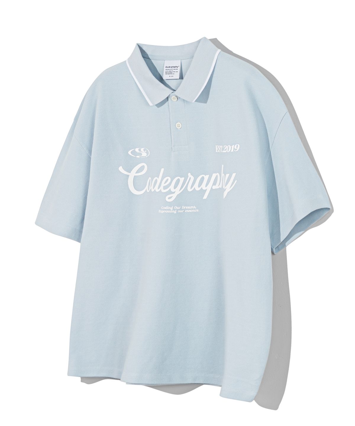코드그라피(CGP) C.GRAPHY 카라 반팔 티셔츠_스카이블루