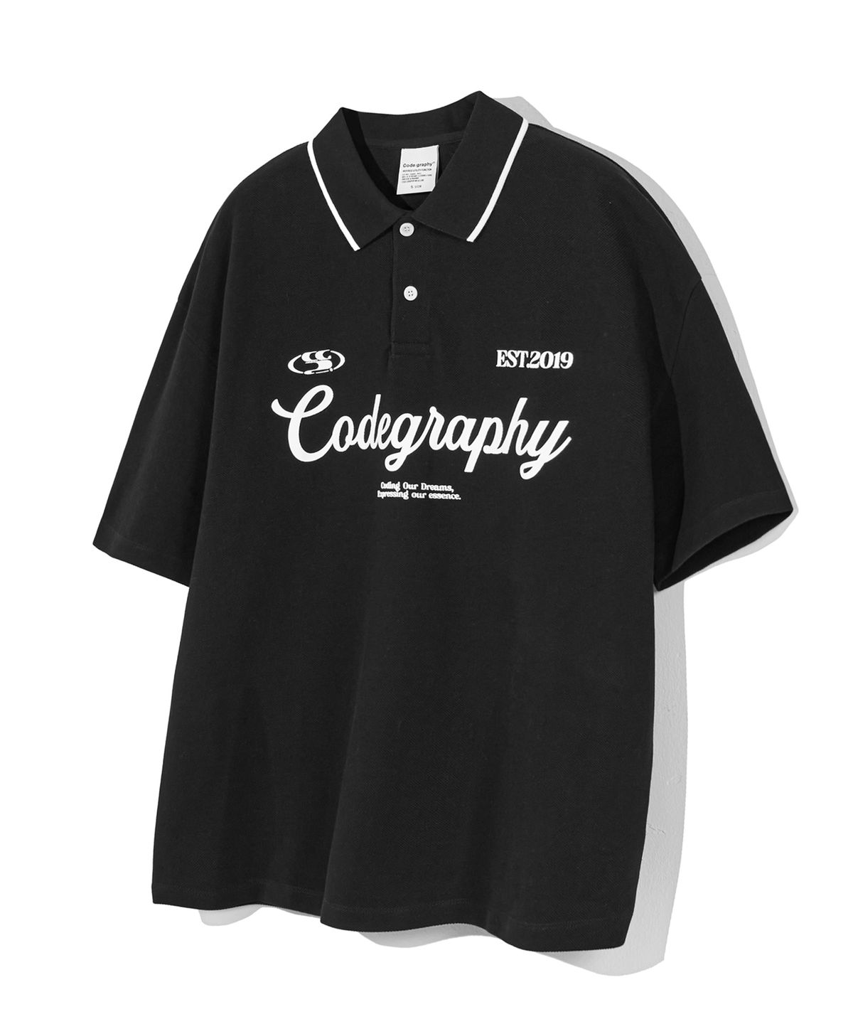 코드그라피(CGP) C.GRAPHY 카라 반팔 티셔츠_블랙