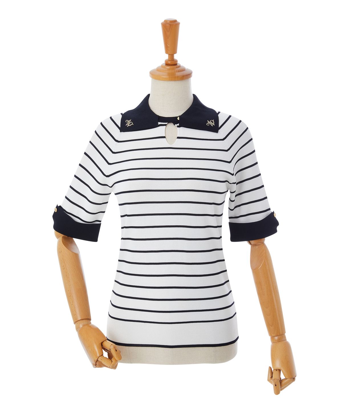 에이오더블유(AOW) SQUAR COLLAR STRIPE KNIT