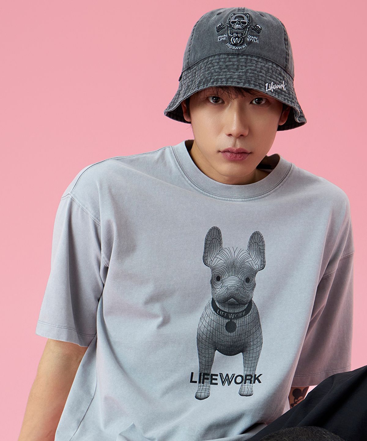 라이프워크(LIFEWORK) 모터힙독 워싱 버킷햇