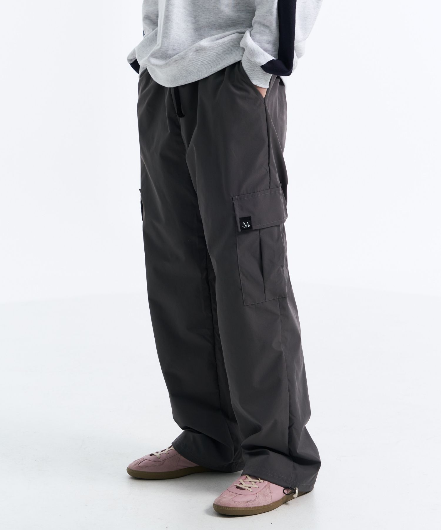 ★MUCENT★ Gross Nylon Cargo Pants MUSINSA | MUCENT Wide poly nylon string cargo long wide