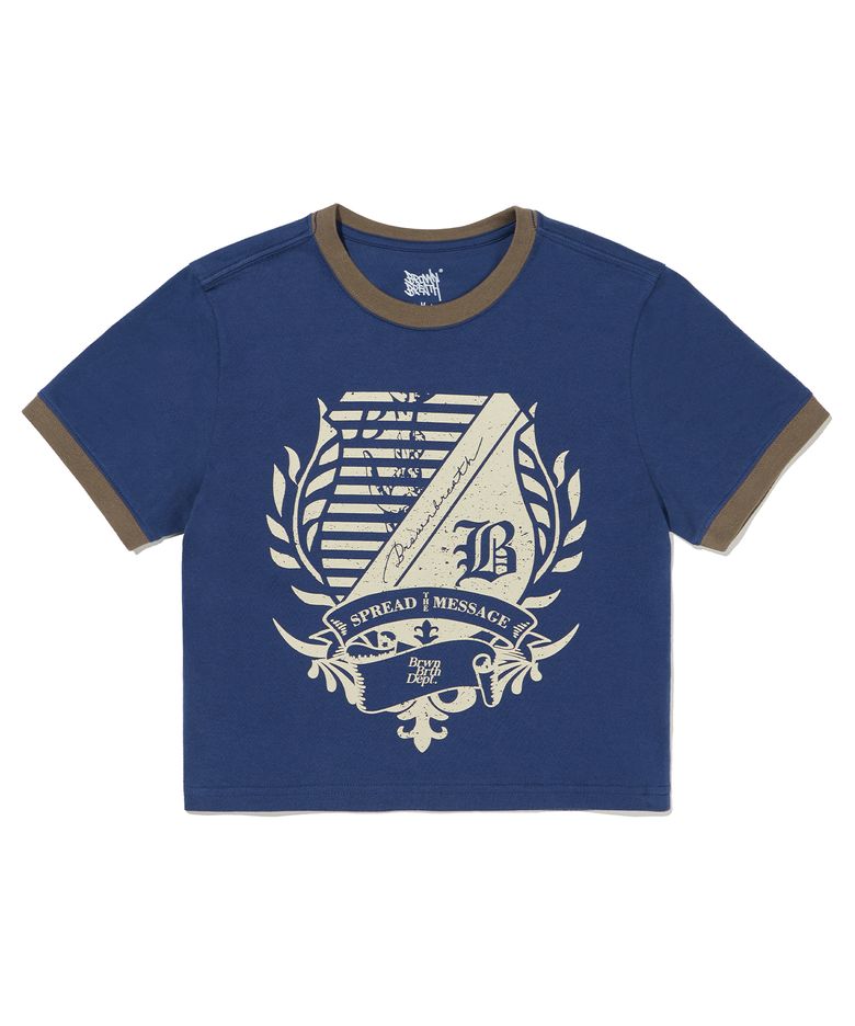 W EMBLEM RINGER TEE - NAVY