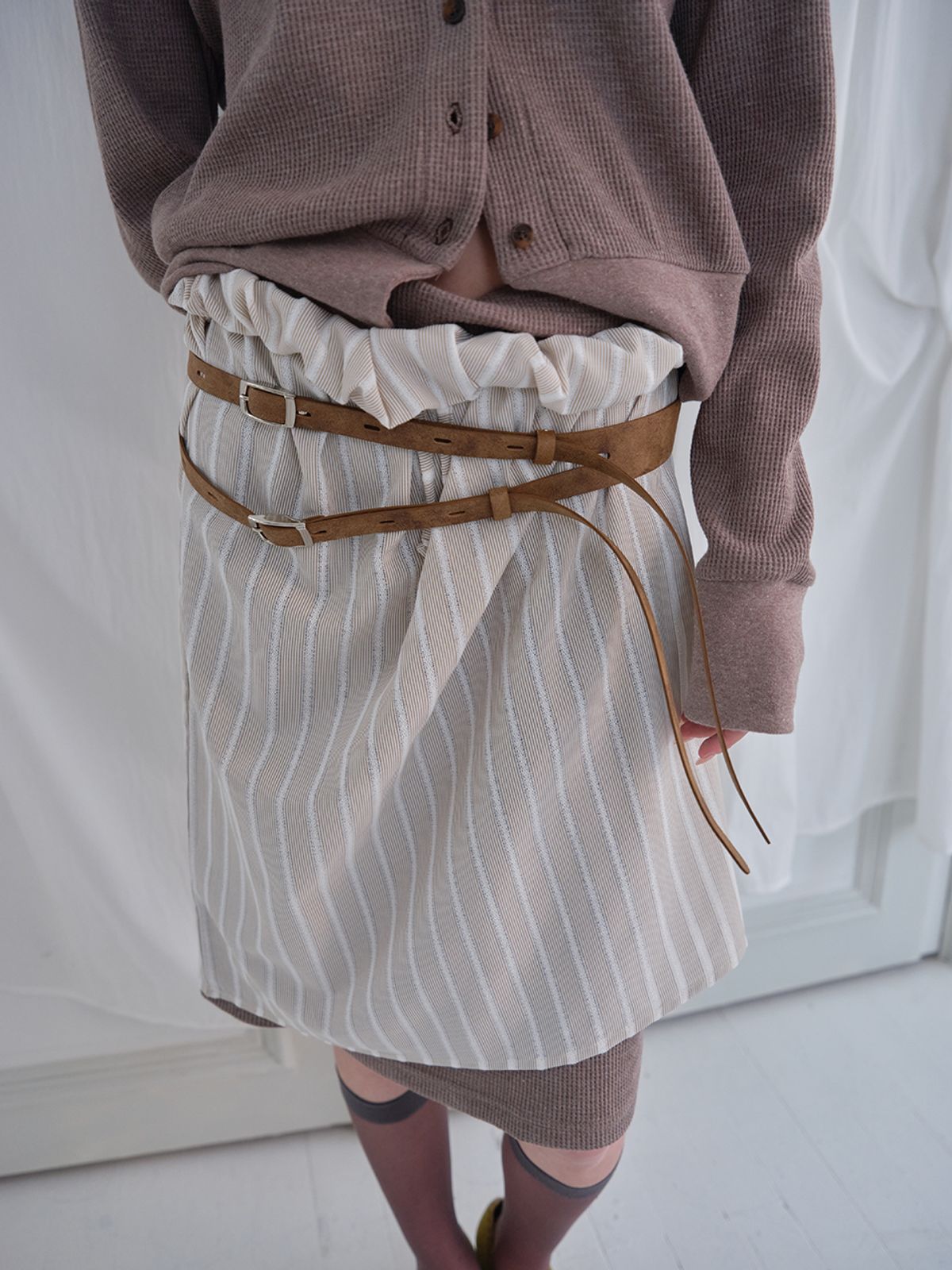 무음(MUWM) 트윈 버클 벨트 Twin Buckle Belt (Vintage Brown)